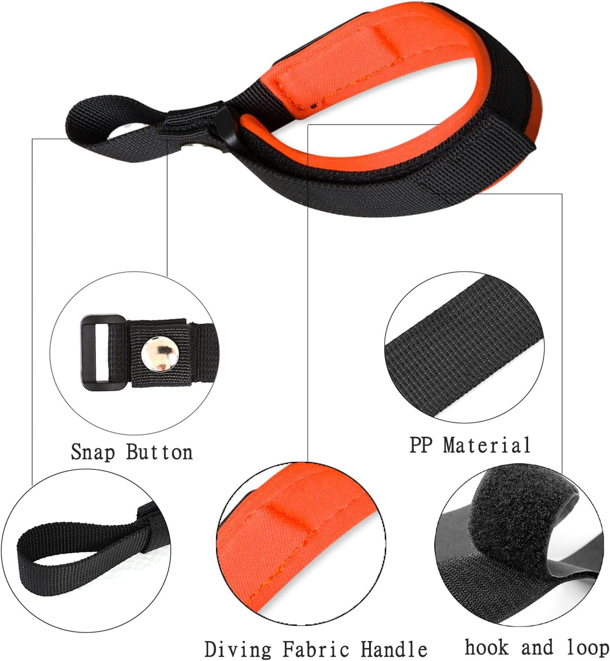 Dog Leash Wrist Strap for Retractable Dog Leash, Hands Free Adjustable Wrist Safety Strap, Orange
