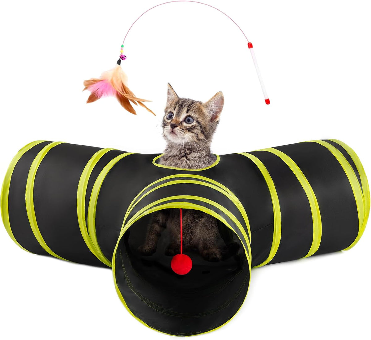 Love's cabin Cat Tunnel for Indoor Cats, 3-Way Collapsible Play Tunnel