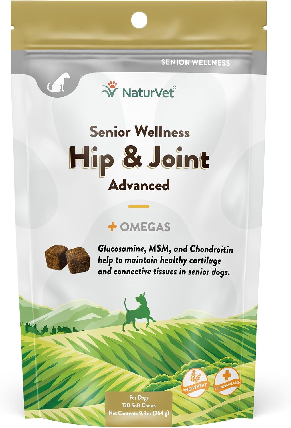NaturVet Senior Dog Wellness Hip & Joint Advanced Plus - 120 Soft Chews