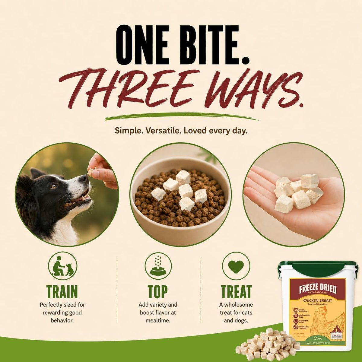 OPET Freeze-Dried Chicken Treats for Dogs & Cats, Single Ingredient, 1.1lb
