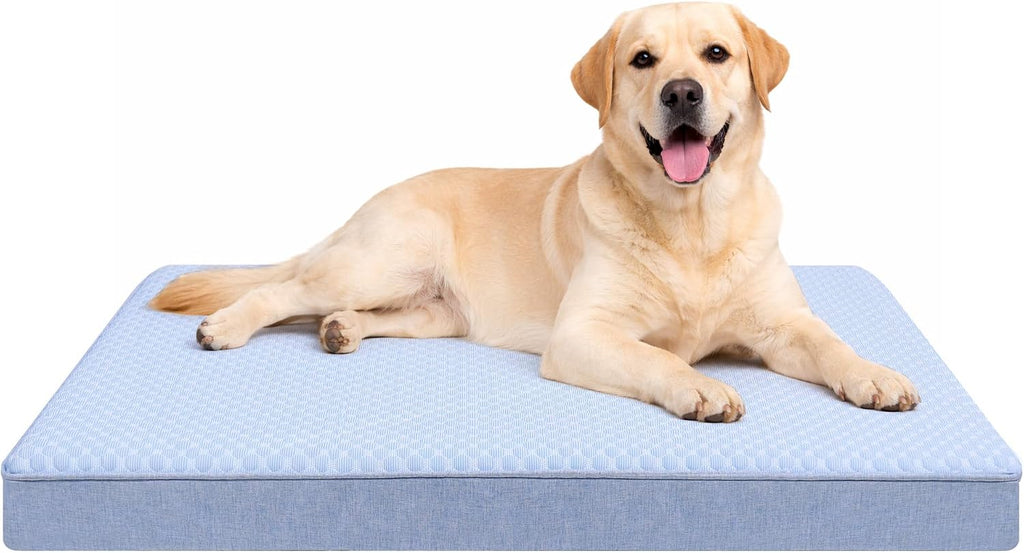 Cooling Dog Bed for Large Dogs, Orthopedic Memory Foam Dog Bed with New Cooling Fabric, Waterproof Washable Pet Bed for Crate, Non-Slip Cooling Pet Mat for Arthritic Dogs Up to 80Lbs, 41" x 29" x 4"