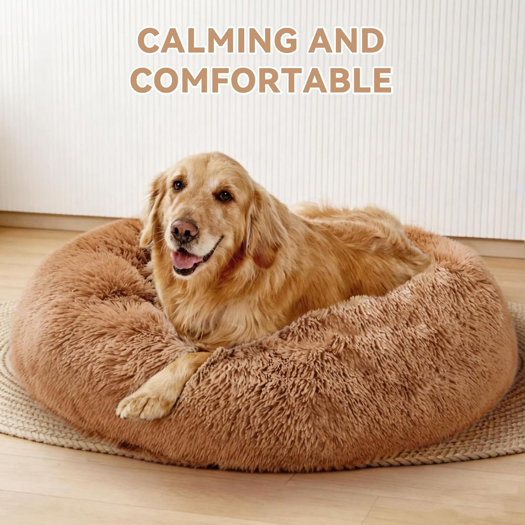 Medium Dog Bed, Washable Plush Donut Dog Bed, 28 Inch