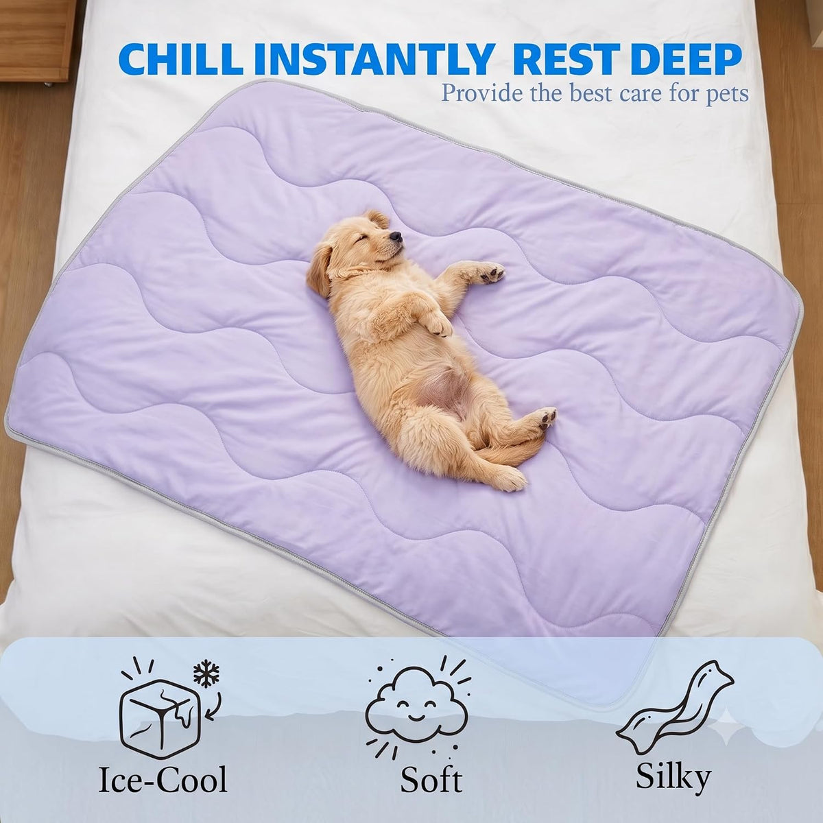 Cooling Blanket for Dogs. Dog Cooling Blankets for Large Dogs, Breathable Cooling Fabric, Cold Washable, Cooling Dog Blanket Durable Scratch-Resistant Soft Fabric for All Seasons, Purple