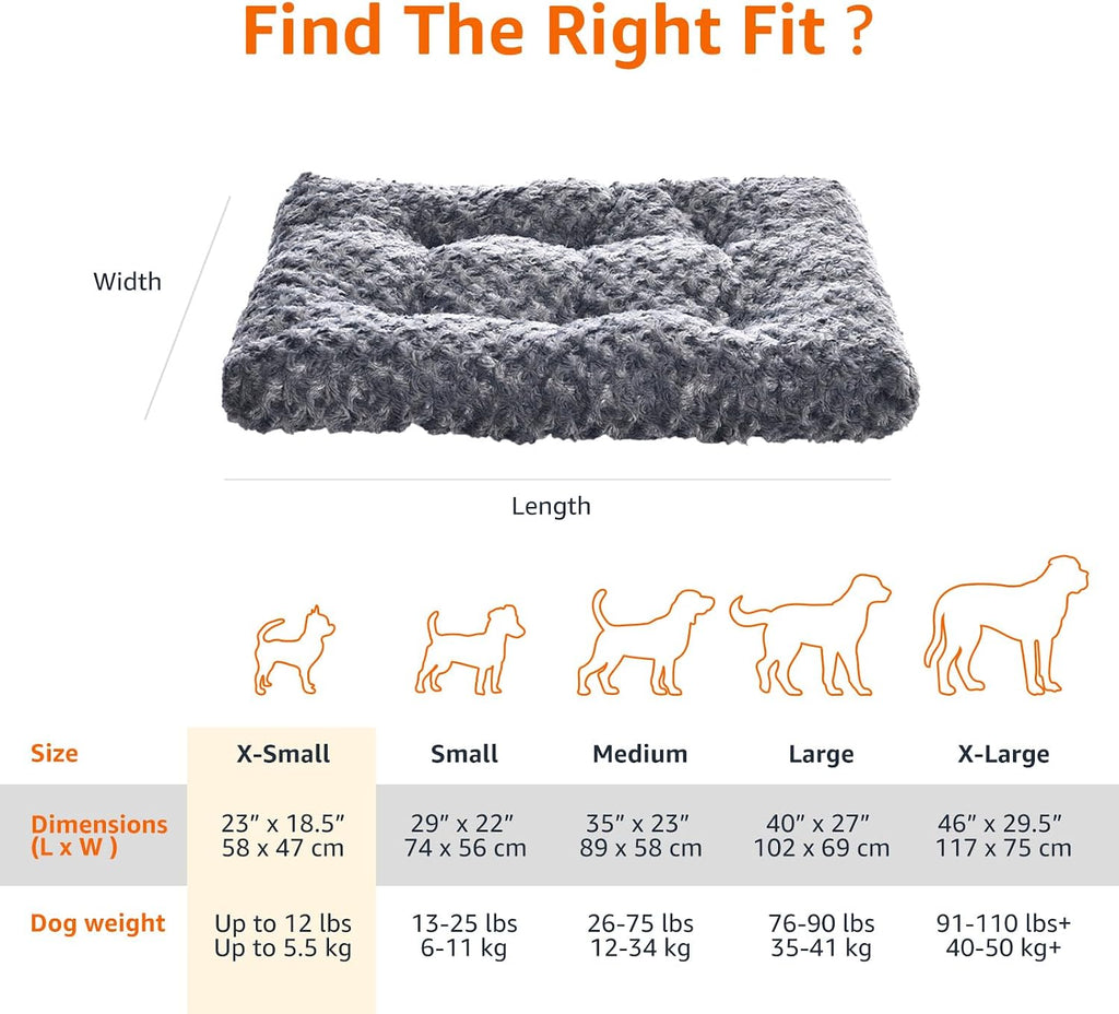 Amazon Basics Washable Cat and Dog Bed and Crate Pad, Indoor, Easy to Clean, 23" x 18" x 2.5", Gray