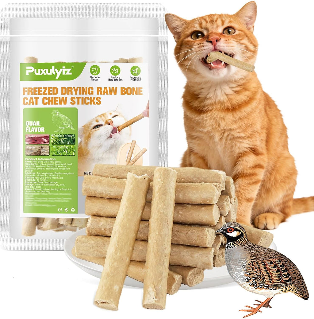 Freezed Drying 100g Cat Chew Sticks Quail Flavor, Cat Teething Sticks for Teeth Cleaning Dental Care, Cats Chew Toys for Fresh Breath