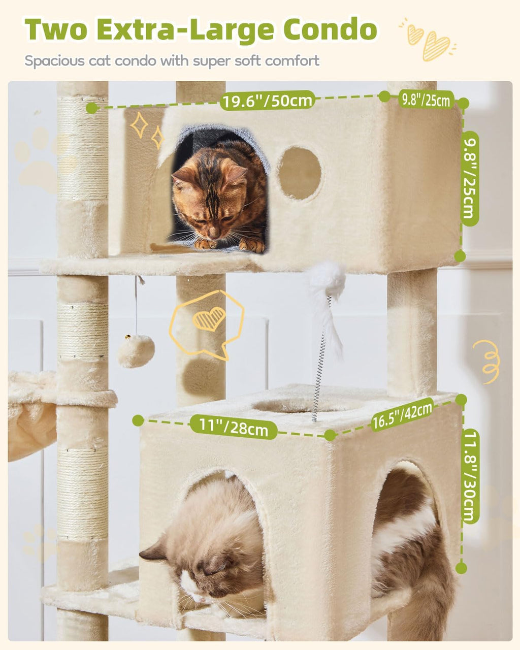 Taoqimiao 76in Cat Tree, Tall Sturdy Cat Tower for Large Indoor Cats MS046M