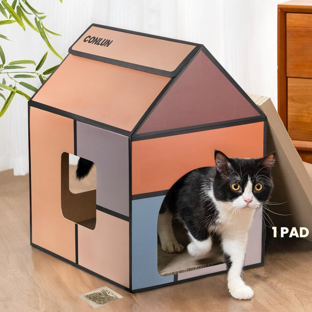 Conlun Large Cat House Scratching Pad Indoor Cave <18 lbs