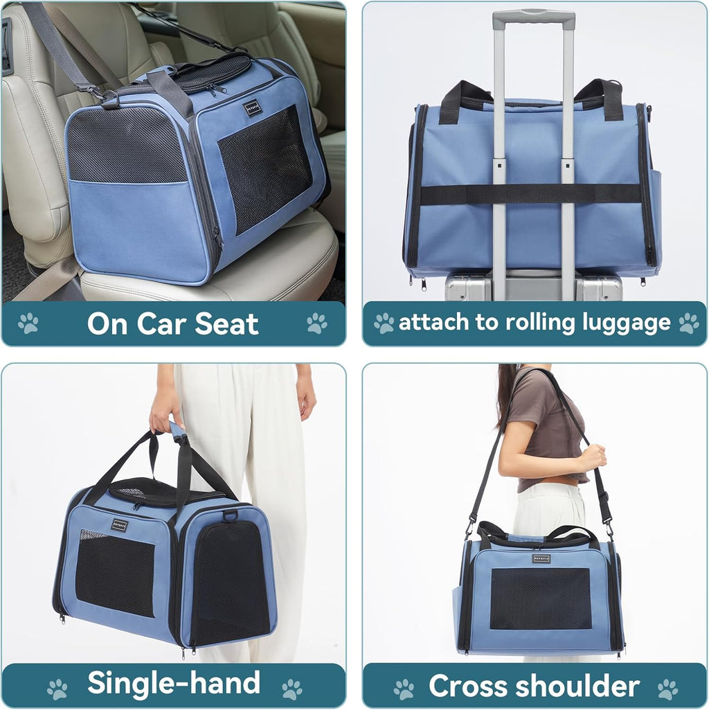 PETSFIT Dog Carrier for Small Dogs, Large, Blue