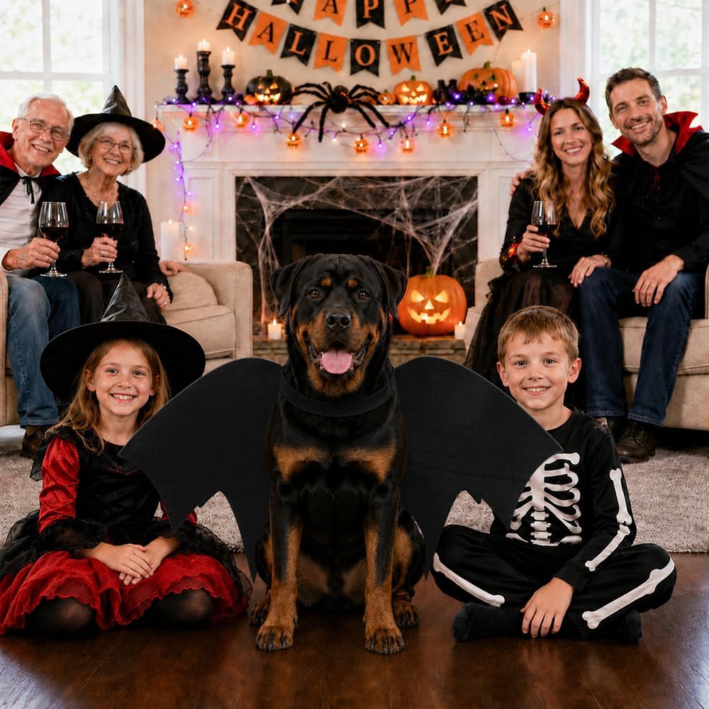 Halloween Dog Costume Glow in The Dark Black Bat Wings Adjustable L XL Dogs
