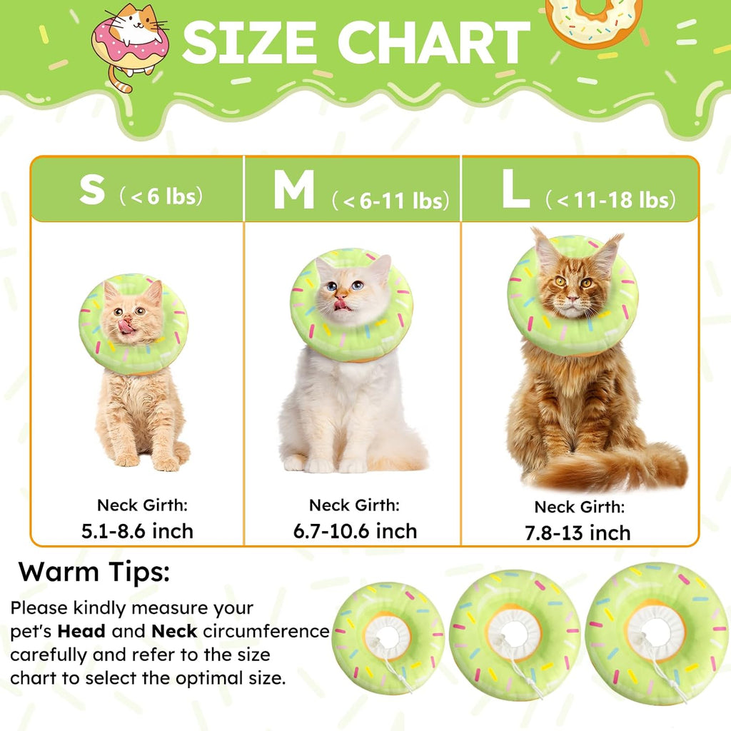 Hpetppy Cat Cone Collar Soft, Cat Recovery Collar for Wound Healing Cute Donut Adjustable Kittens Cones to Stop Licking Comfortable Lightweight Neck Elizabethan Collars for Cats Kittens After Surgery
