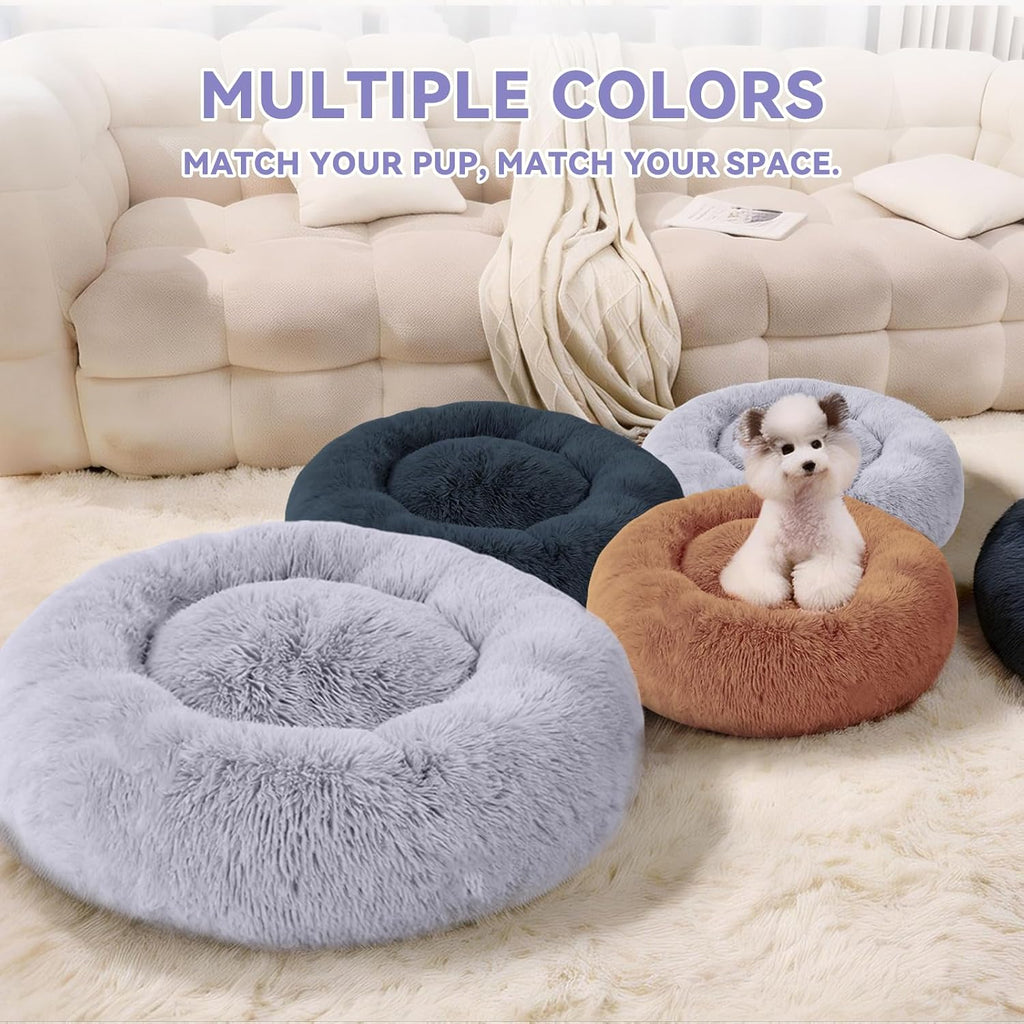 Large Dog Bed, Washable Plush Donut Dog Bed, 36 Inch