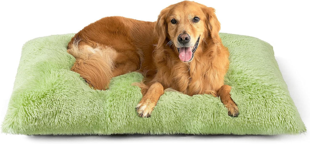 EHEYCIGA Fluffy Dog Crate Bed, Plush Extra Large Dog Pillow, Green