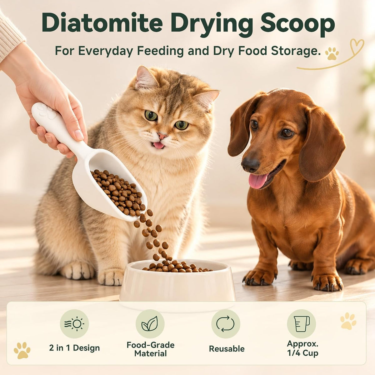 Diatom Drying Scoop 1/4 Cup for Pet Food