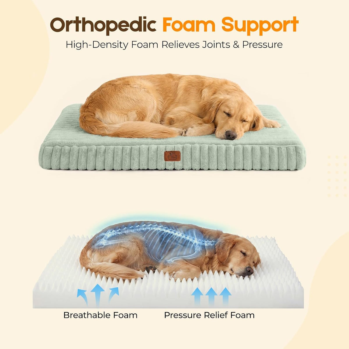 Orthopedic Dog Bed for Large Dog, Waterproof Washable Pet Bed for Crate