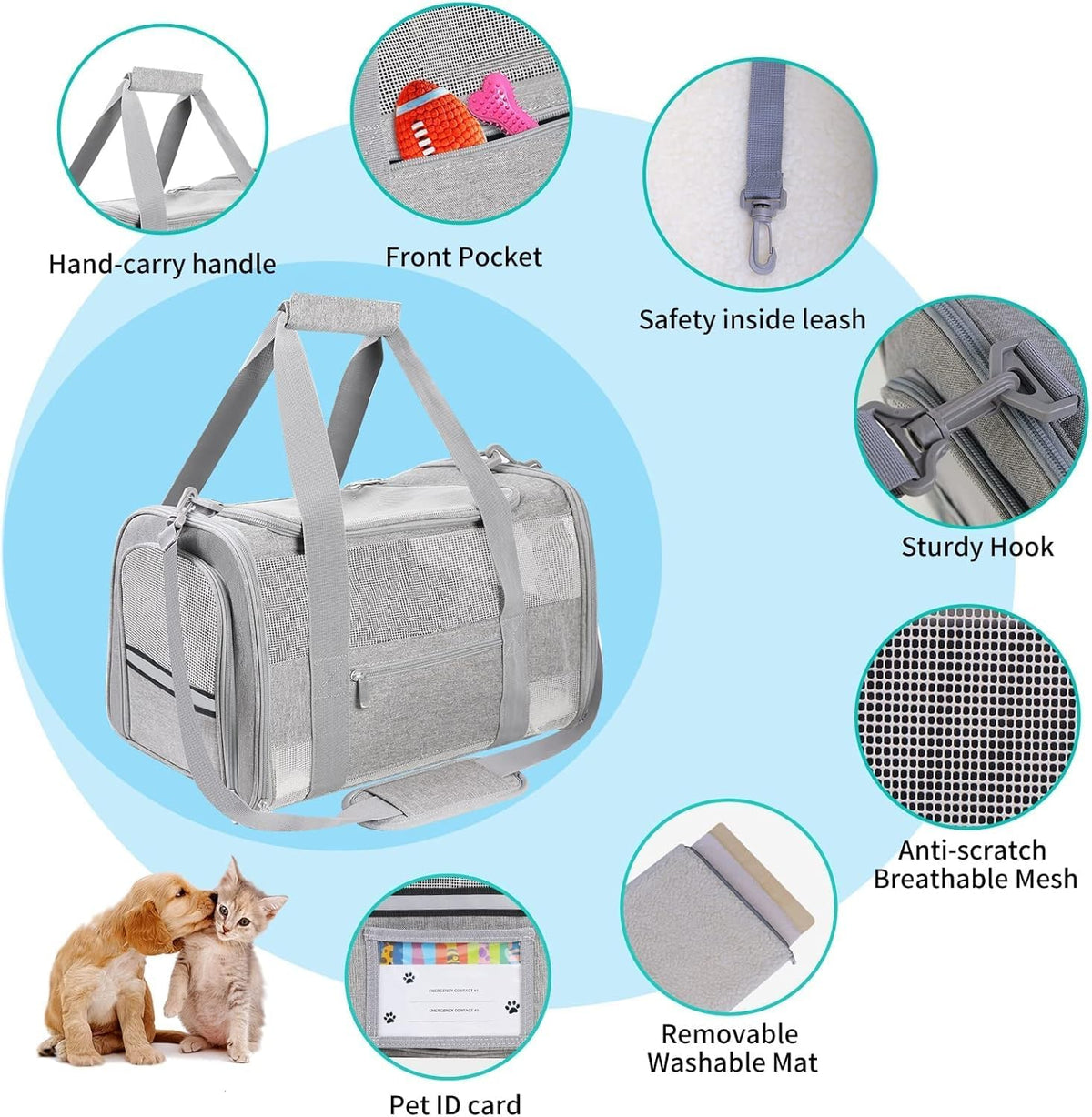 17 inch Soft Cat Carrier with Shoulder Strap for Travel, Pink