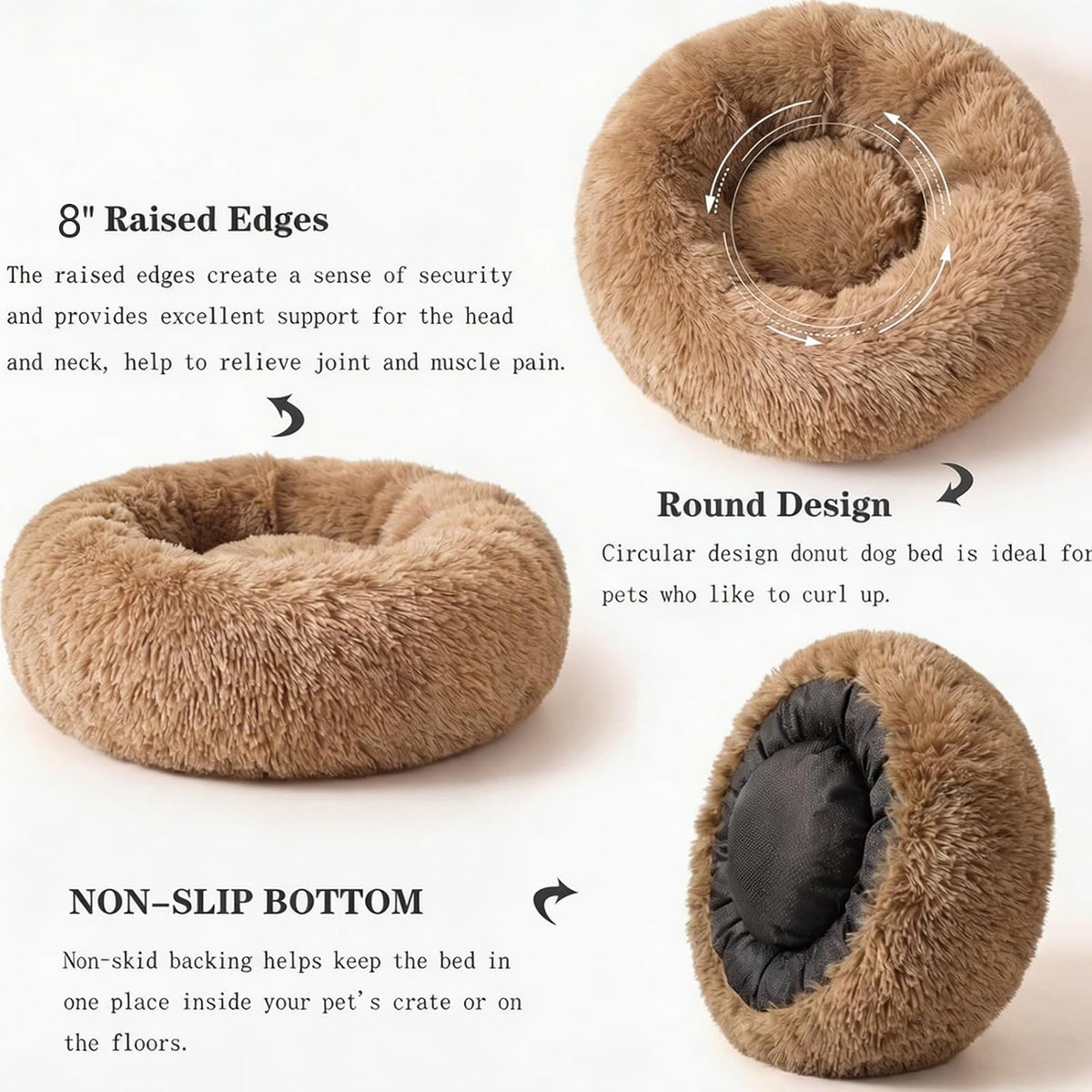 nononfish Plush Dog Bed for Small Dogs,Soft Cozy Calming Pet Bed