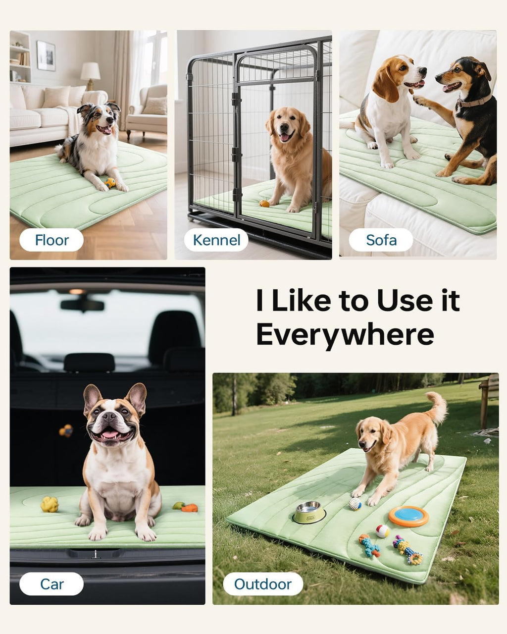 Cooling Mat for Dogs, 36"x23" Self-Cooling Dog Bed, Small & Medium, Green