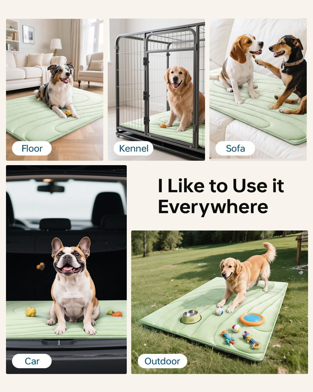 Cooling Mat for Dogs, 36"x23" Self-Cooling Dog Bed, Small & Medium, Green