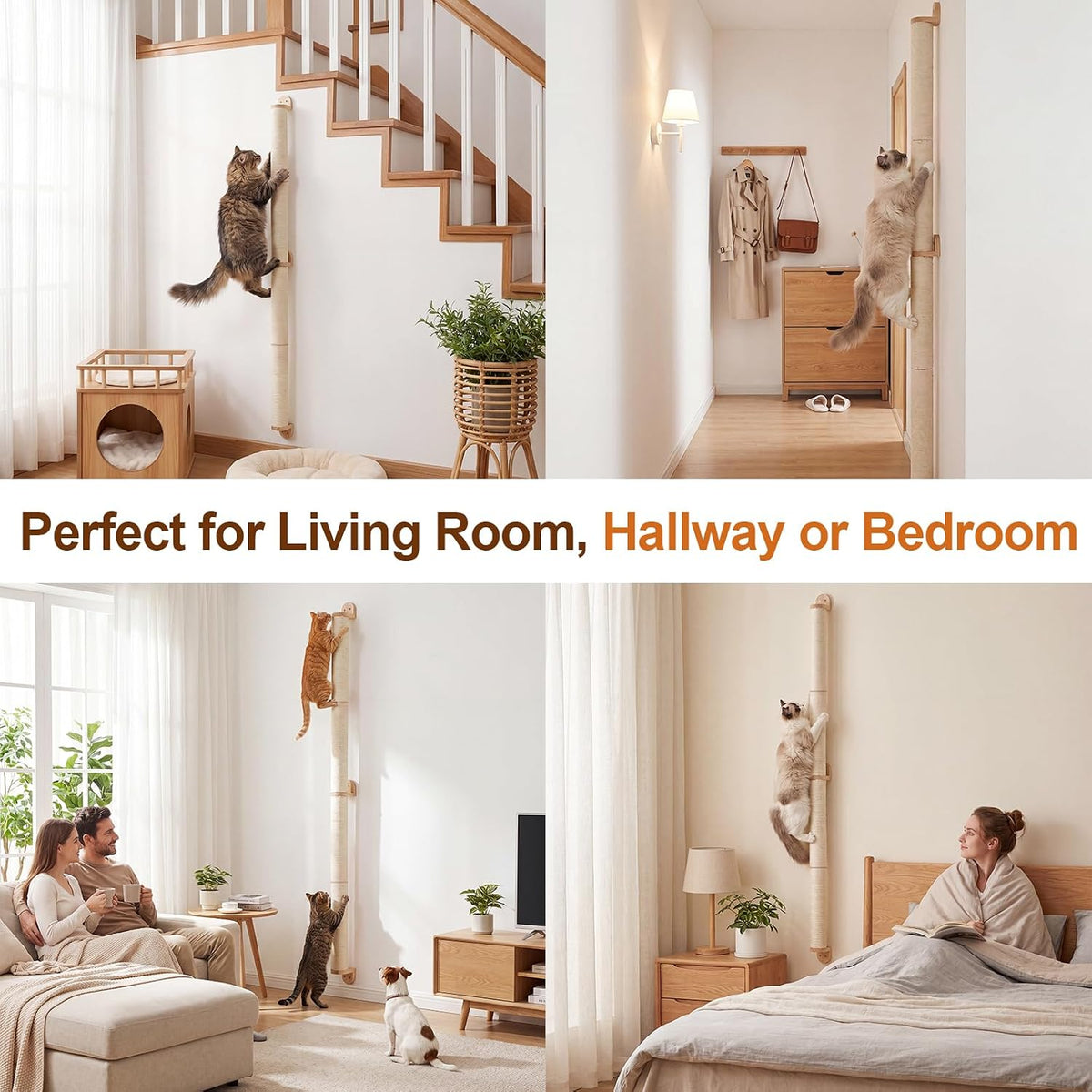Tall Wall Mounted Cat Scratcher Post, 23 Pcs