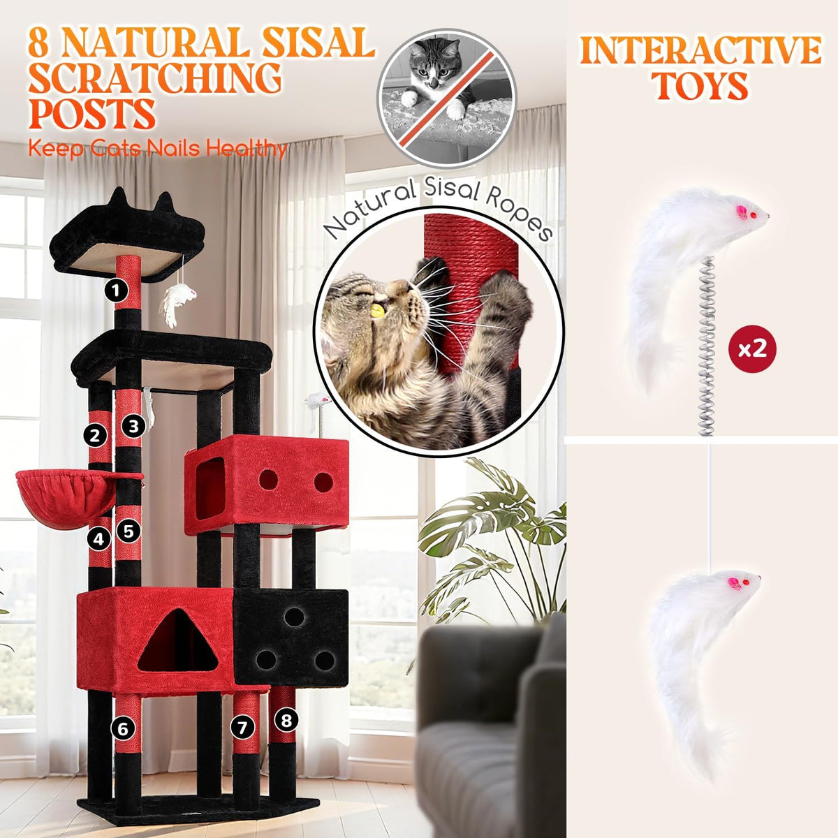 Globlazer Extra Large Gothic Cat Tower for Big Cats 20 lbs, 81in, F81