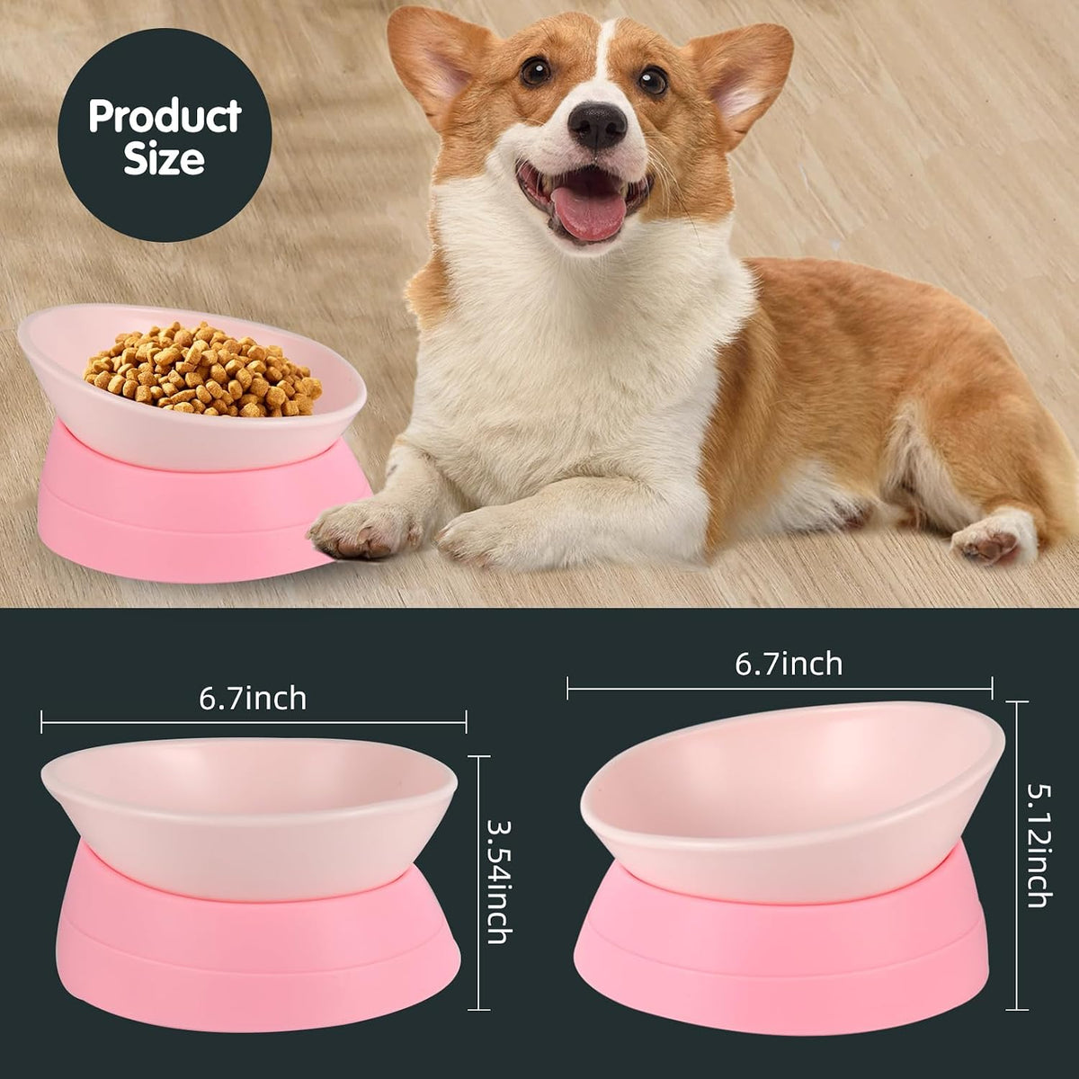 Bulldog Bowl Anti-Slip Dog Cat Dish Detachable Rubber Dog Bowl Pet Sterile Tilted Pet Feeder Slope Base 