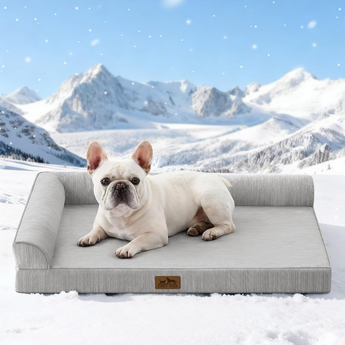 COZY KISS Cooling Dog Bed, Q-Max >0.4 Orthopedic Foam Dog Bed with Sides