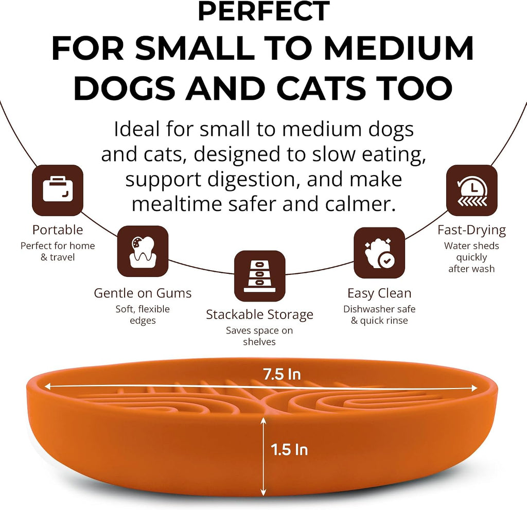 Silicone Slow Feeder Dog Bowls for Small Dogs & Puppies, Slow Eating Bowl