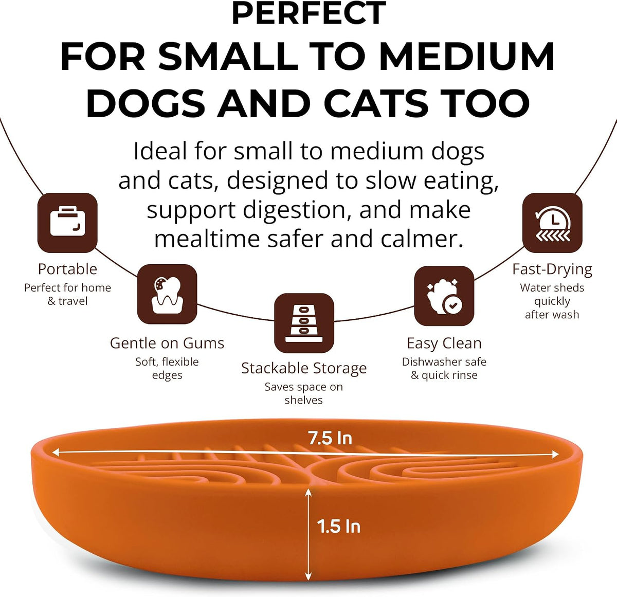 Silicone Slow Feeder Dog Bowls for Small Dogs & Puppies, Slow Eating Bowl