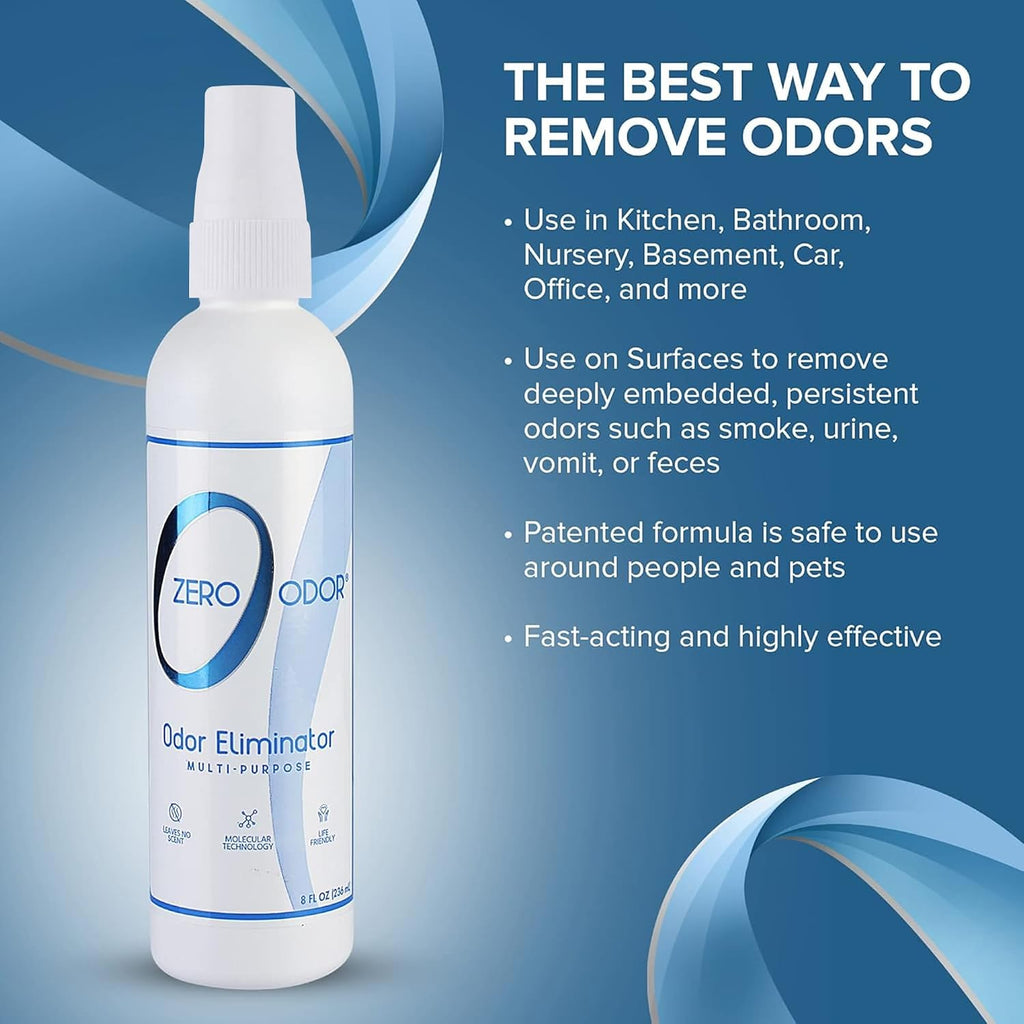 Zero Odor Multi-Purpose Odor Eliminator, Car & Room Air Freshener, 8 oz
