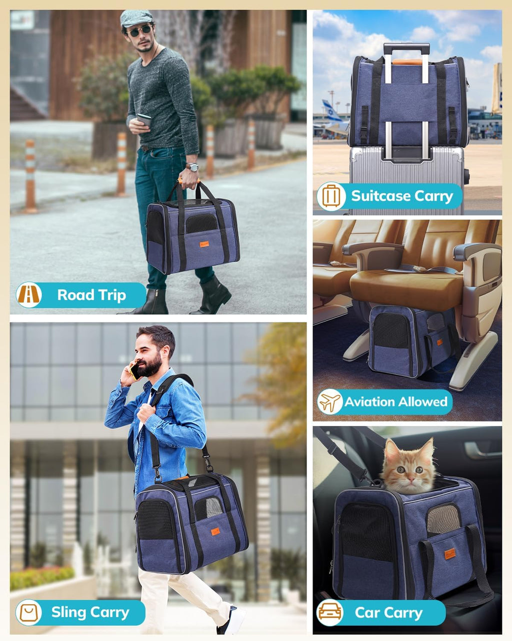 Morpilot Cat Carrier Soft for Large Medium Cats and Puppy up to 18lbs