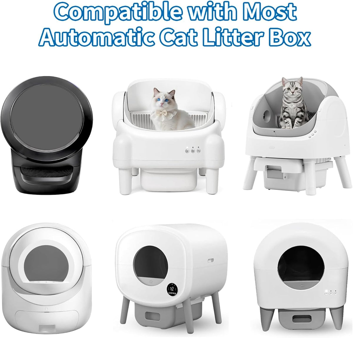 Self Cleaning Cat Litter Box Liners-45 Counts, Extra Thick Litter Bags for Automatic Cat Litter Box Robot with Drawstring Trash Bags Compatible with PetPivot