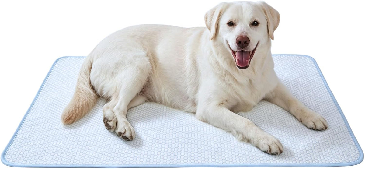 Petfelix FrostPlus Cooling Mat for Dogs Qmax>0.45 Breathable Dog Cooling Mat Chemical Free Fabric Cooling Dog Bed for Cats and Small Animals Non Slip Washable Scratch Resistant, XL, 43''*28''