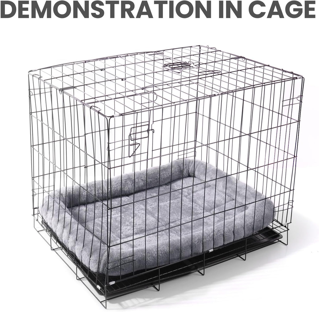 Patas Lague Small Dog Bed Bolster Pet Crate Mat 24''x18'' Dark Grey