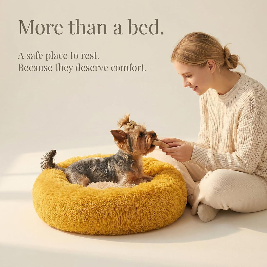 nononfish Puppy Bed for Small Dogs,Soft Calming Donut Bed
