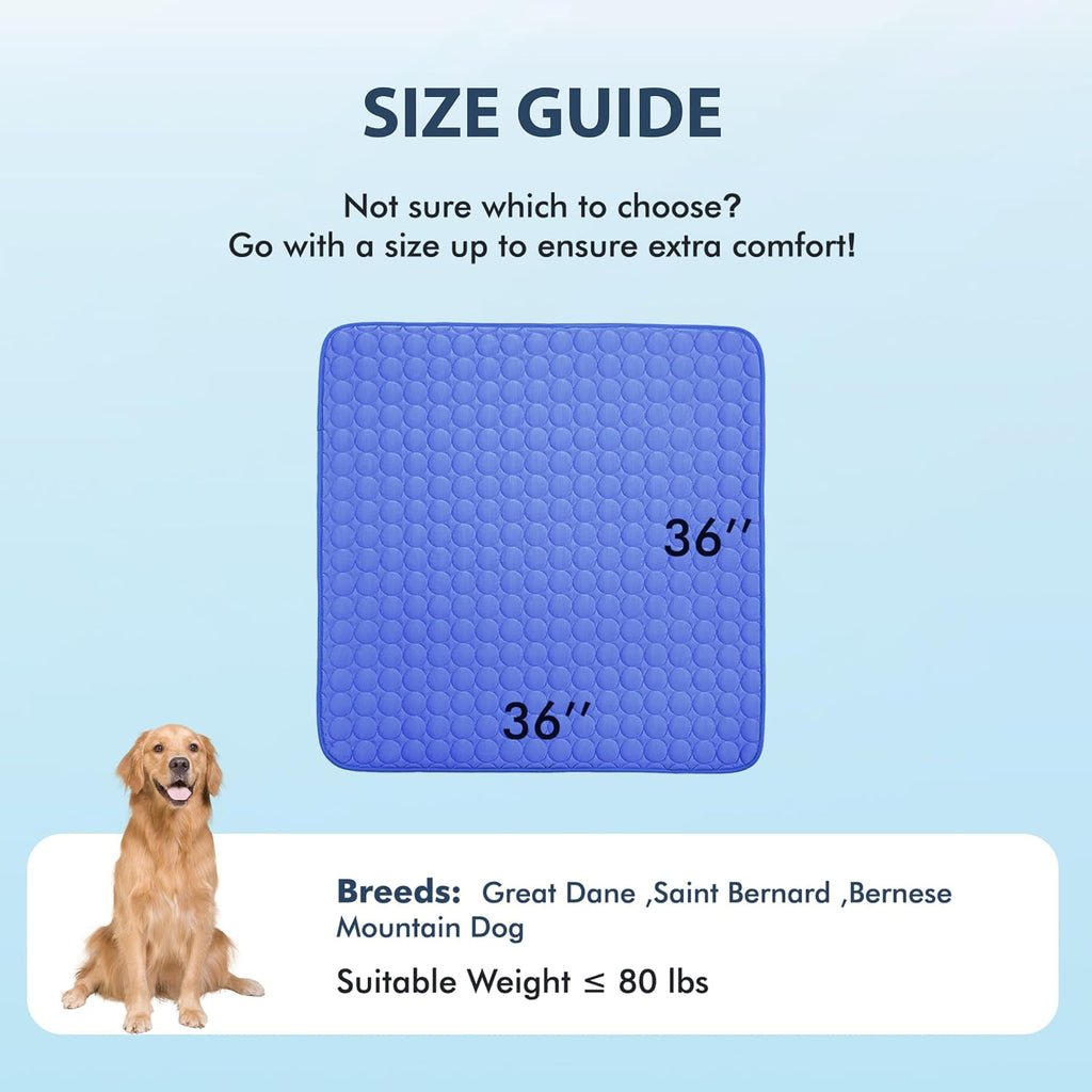 MICROCOSMOS Summer Cooling Mat & Sleeping Pad- Water Absorption Top, Materials Safe, Easy Carry, EZ Clean. Keep Cooling for Pets, Kids and Adults.(Navy Blue, 36" x36")