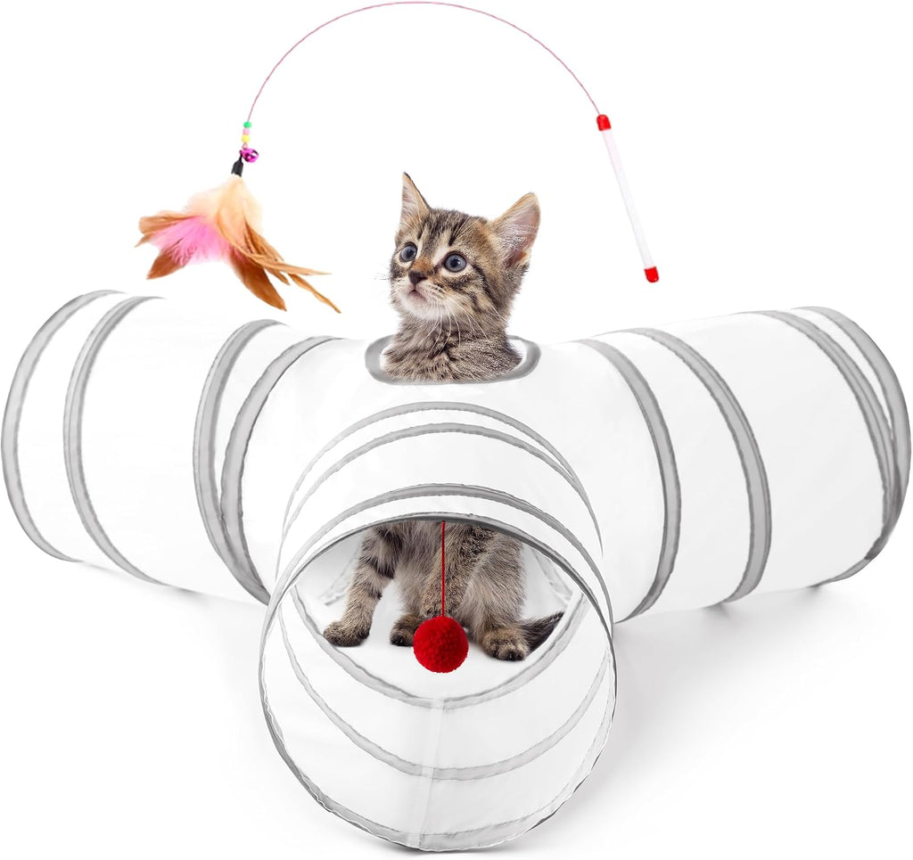 Love's cabin Cat Tunnel for Indoor Cats, 3-Way Collapsible Play Tunnel