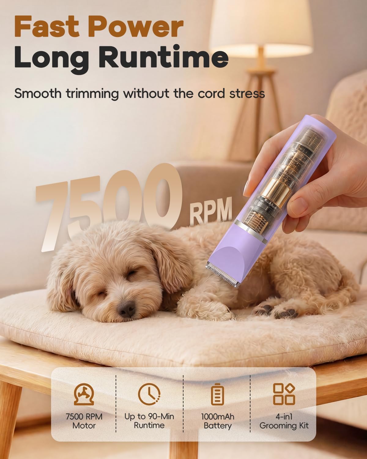 Veeconn 4 in 1 Dog Clippers Grooming Kit with Paw Hair Trimmer for Cat Pet