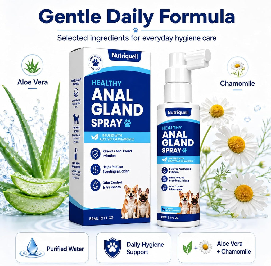 Anal Gland Spray for Dogs & Cats, Helps Relieve Anal Gland Irritation, Reduces Scooting & Licking, Odor Control Spray for Pets, Gentle Formula for Daily Hygiene Care, 2 Pack, 2 FL OZ Each
