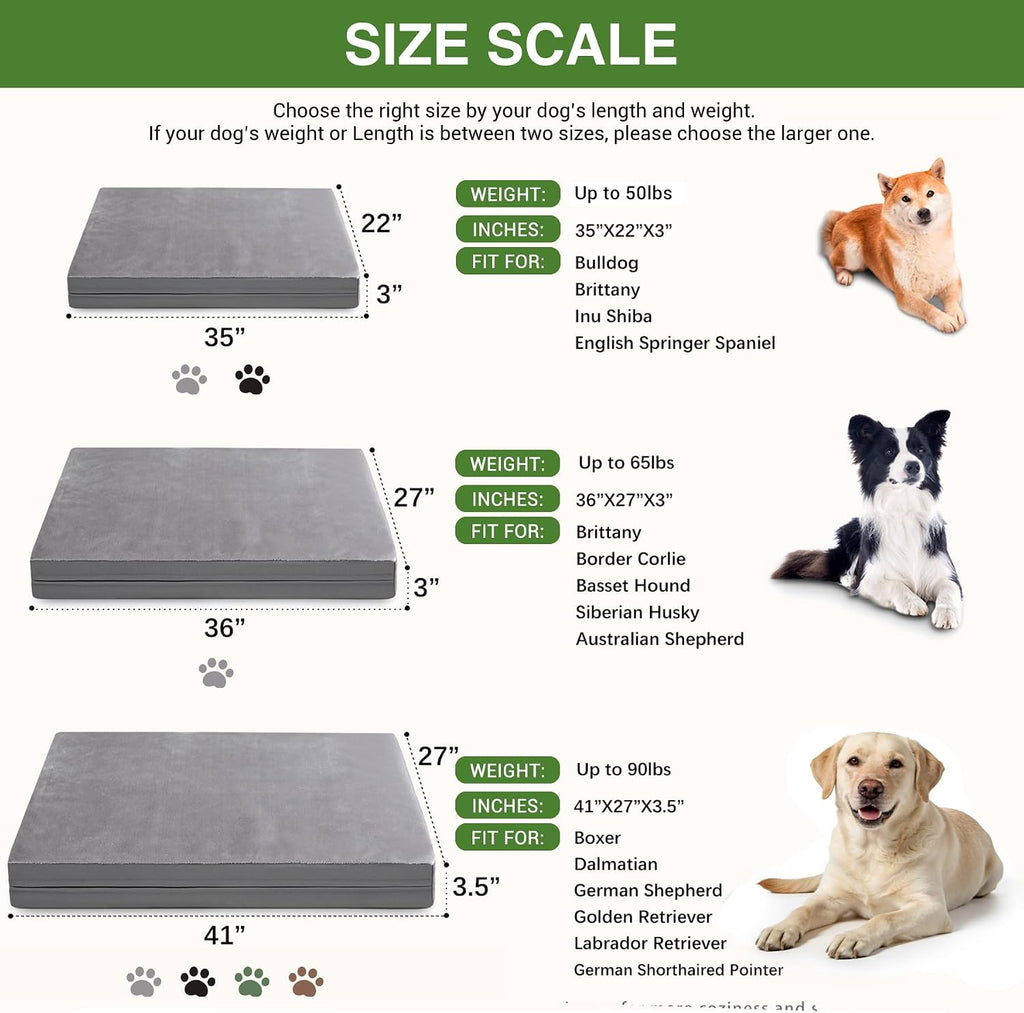 Waterproof Outdoor Dog Bed Large Sized Washable Crate Pad Orthopedic 35*22"