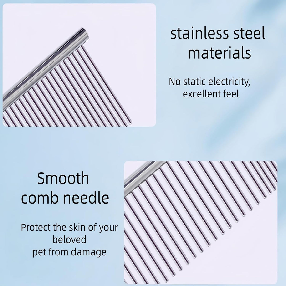 2 Pcs Pet Grooming & Flea Combs, Moderate Tooth Spacing, Effectively Remove Fleas and Tangled Hair, Suitable for Grooming All Kinds Of Pets