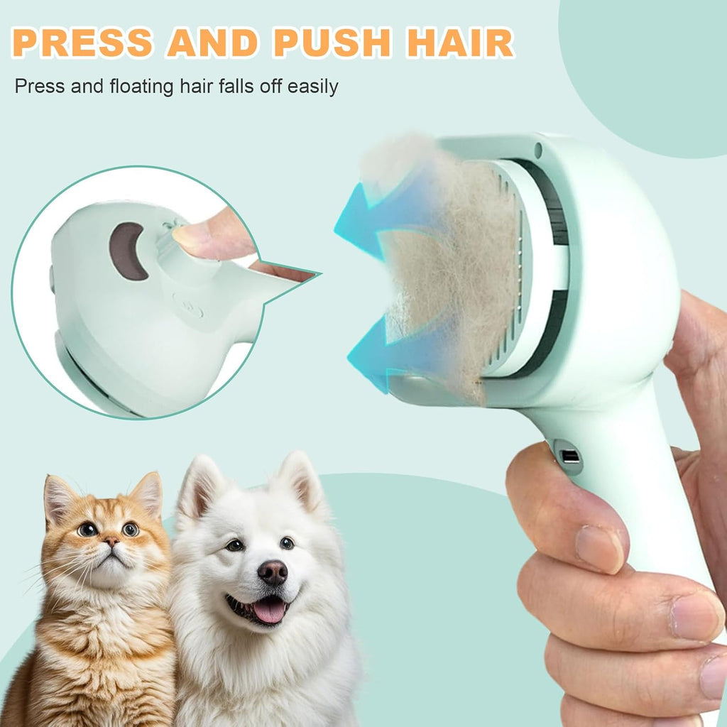 Pet Steam Brush for Dogs and Cats, 3 in 1 Steam Grooming Brush for Hair Shedding and Removal, Cleaning Spray Comb with Mist for Long-Haired Pets, Include Flea Comb, Nail Clippers, 2 Pet Toothbrushes
