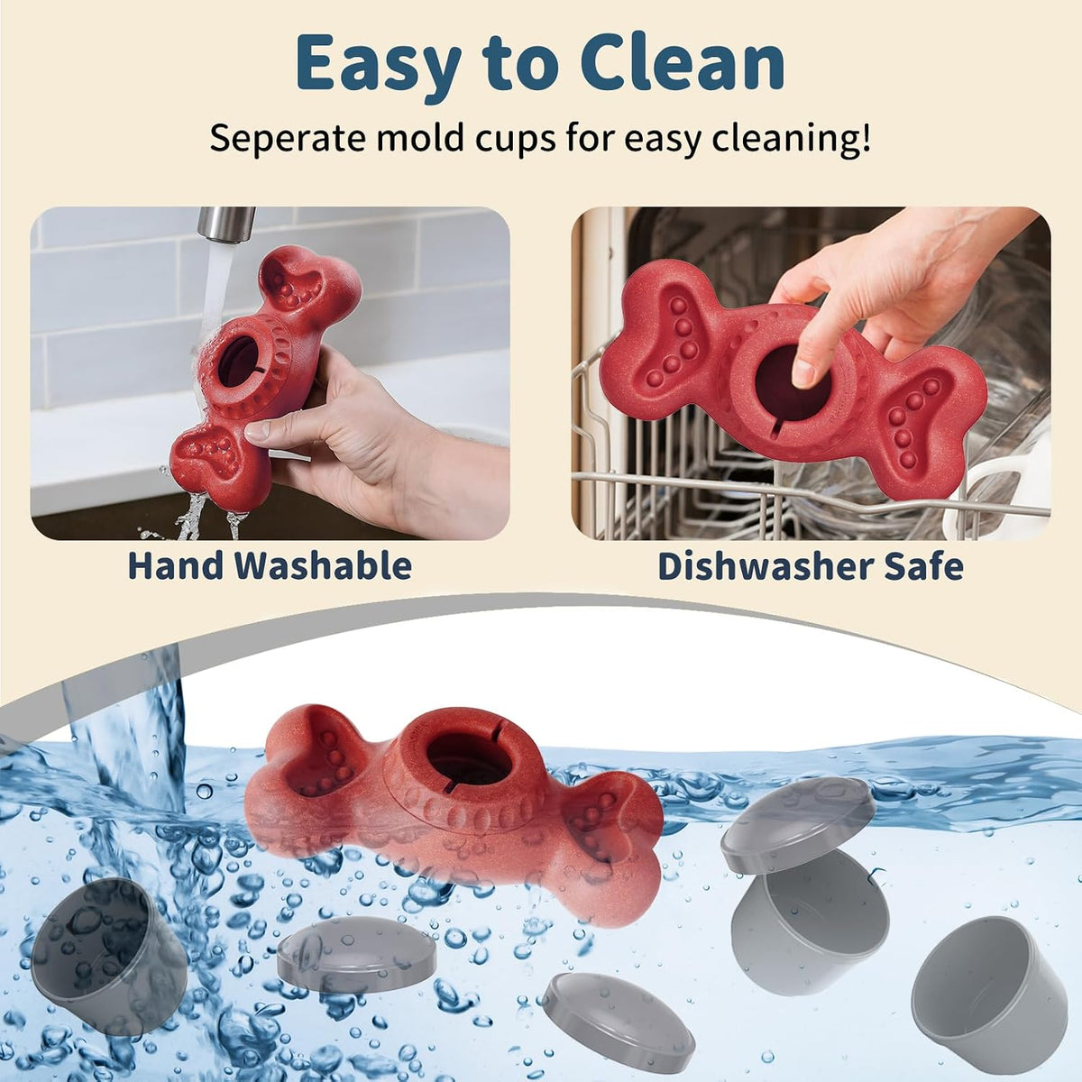 Enrichment Frozen Dog Treat Dispensing Interactive Chew Toy, Red