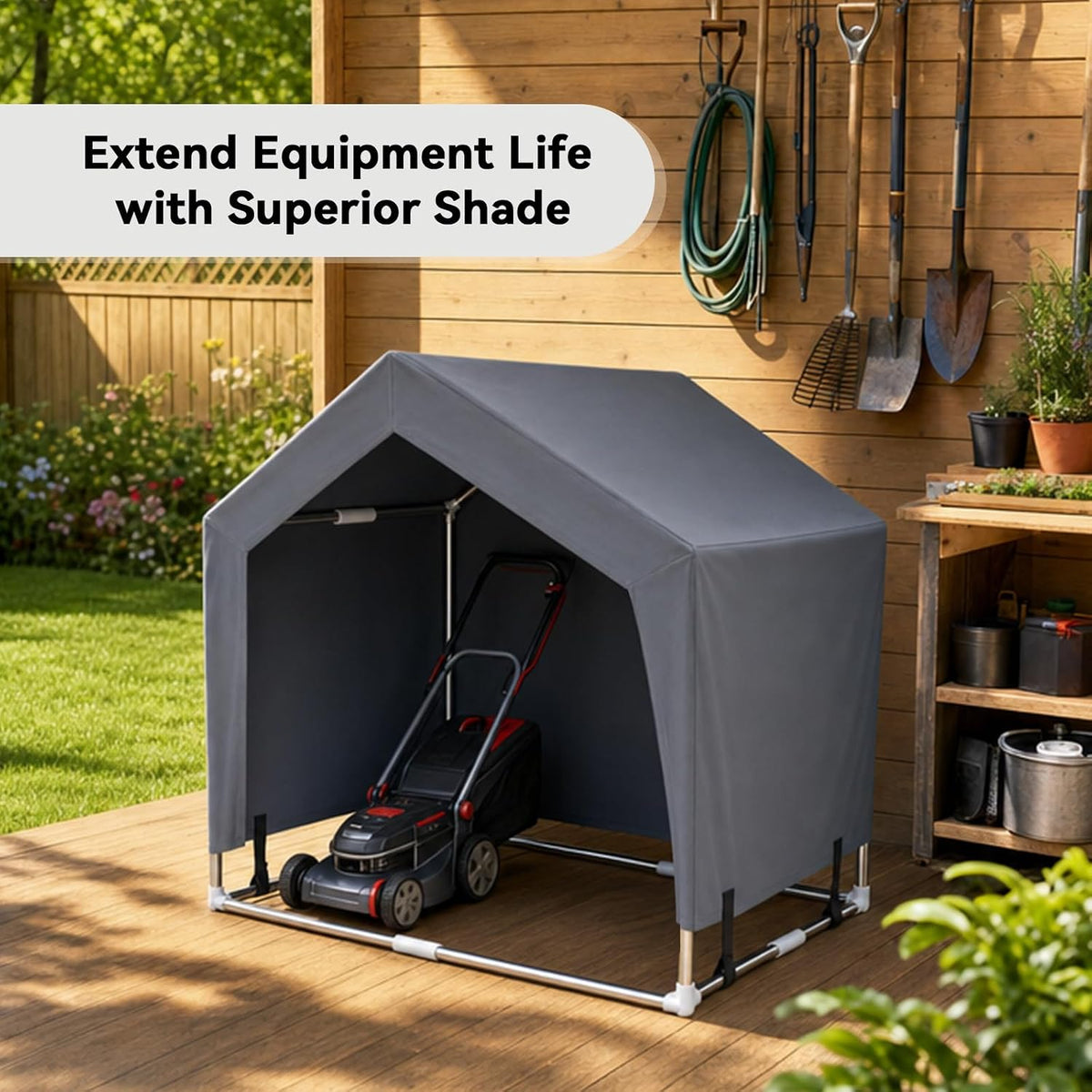 Outdoor Dog House Tent, Stainless Steel Frame Dog Shade Shelter, Medium Dog
