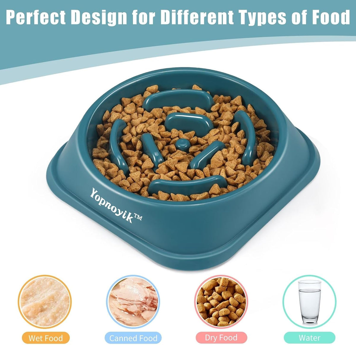 2 Pack Slow Feeder Dog Bowls for Medium Dogs & Cats | Non-Slip Base, Anti-Choking Design, Reduces Bloating & Overeating, Easy to Clean, 1.5-2 Cups
