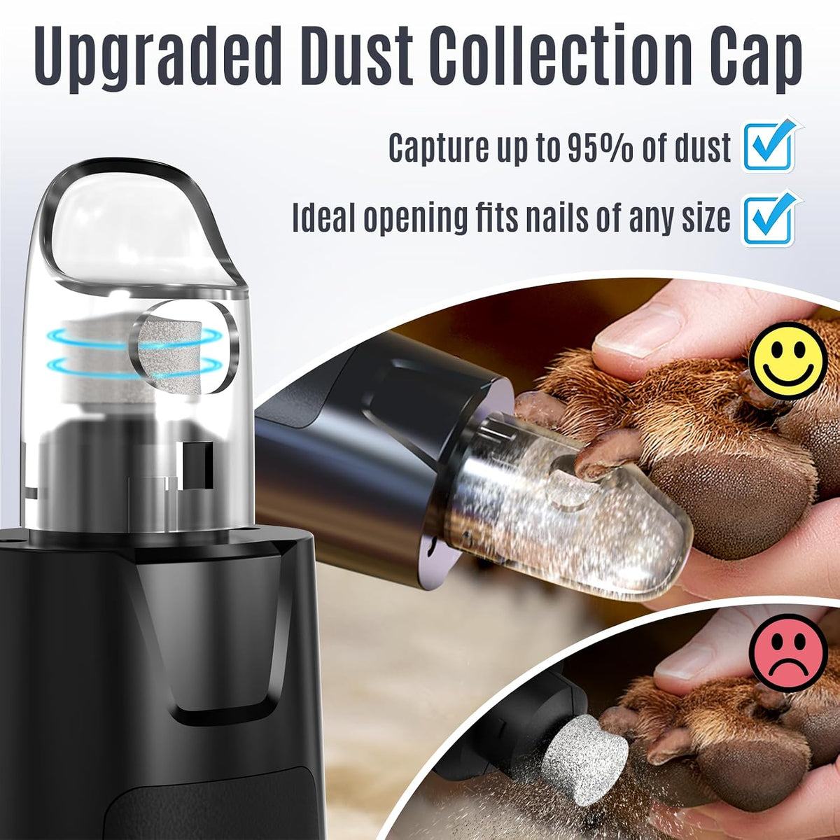 Casfuy New 6-Speed Dog Nail Grinder - Whisper Quiet Safe Pet Nail Trimmers