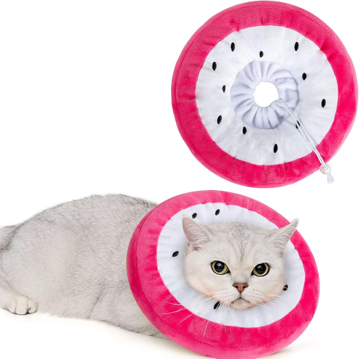 ANWA Adjustable Cat Cone Collar Soft, Cute Cat Donut Collar After Surgery