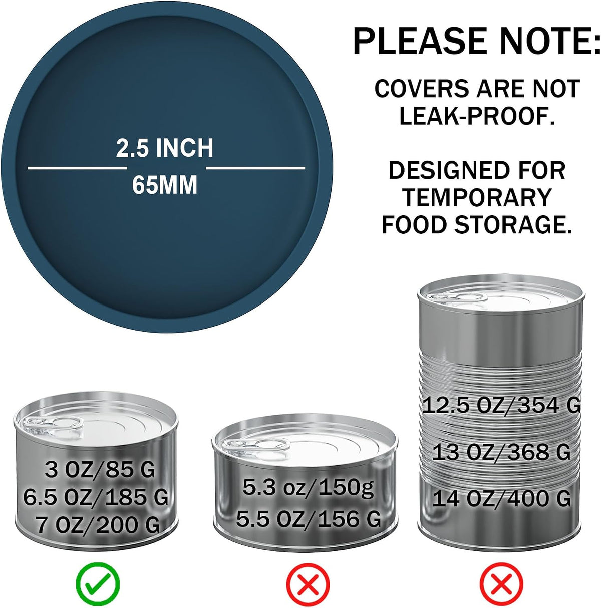 OHMO Cat Food Can Lids for 3oz Small Pet Cans, 3-Pack, Dark Blue