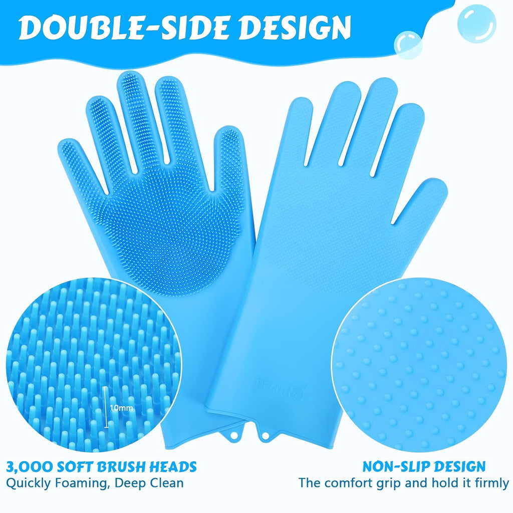 Pecute Silicone Pet Grooming Gloves for Washing Cats Dogs Bath Brush Large