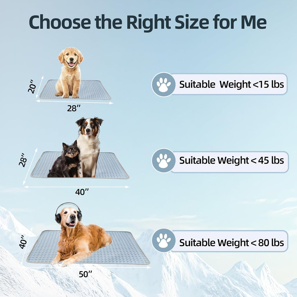 Summer Cooling Mat for Dogs and cats, Non-Slip Ice Silk Self Coo Mat for Medium and Large Pets,Non-Toxic,Scratch-Proof and Washable Sleeping Pad for Bed, Crate,Indoor,Outdoor, Car Seats, 40"x28"Grey