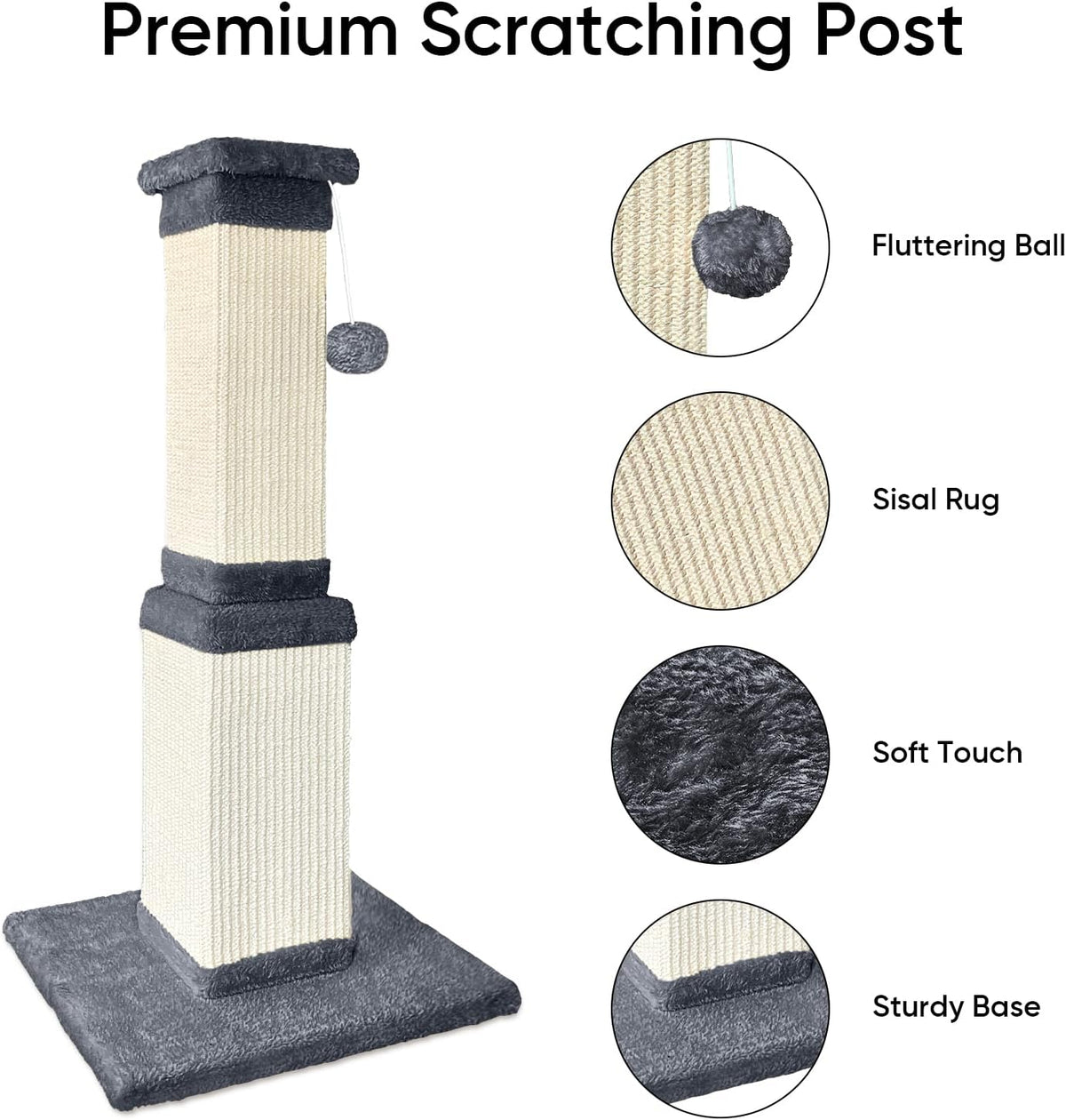Cat Scratching Post for Indoor Cats, 32Inch Sisal Cat Scratcher